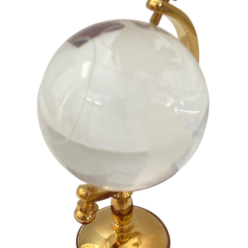 Crystal Etched Mini Globe Engraved Brass Plaque May Peace Prevail Desk Décor - Picture 7 of 8